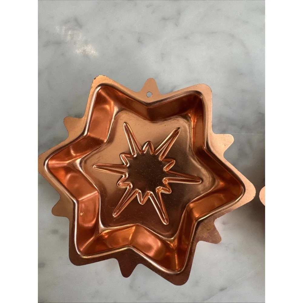 Copper Star Shaped Antique Jello Molds 2pc Set Rare Wall Hangings